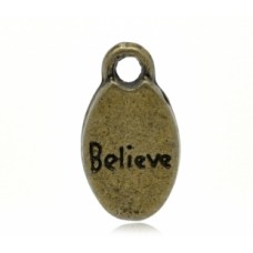 Подвеска металлическая Believe 15*9 мм. Цвет бронза